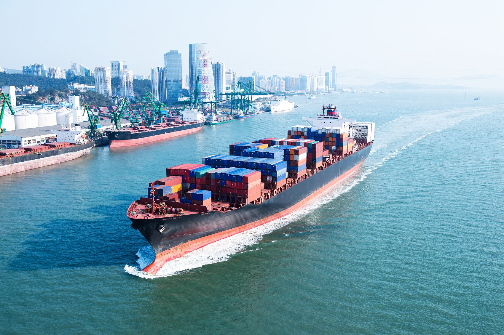 Cargo ship transporting containers from the United States to Namibia