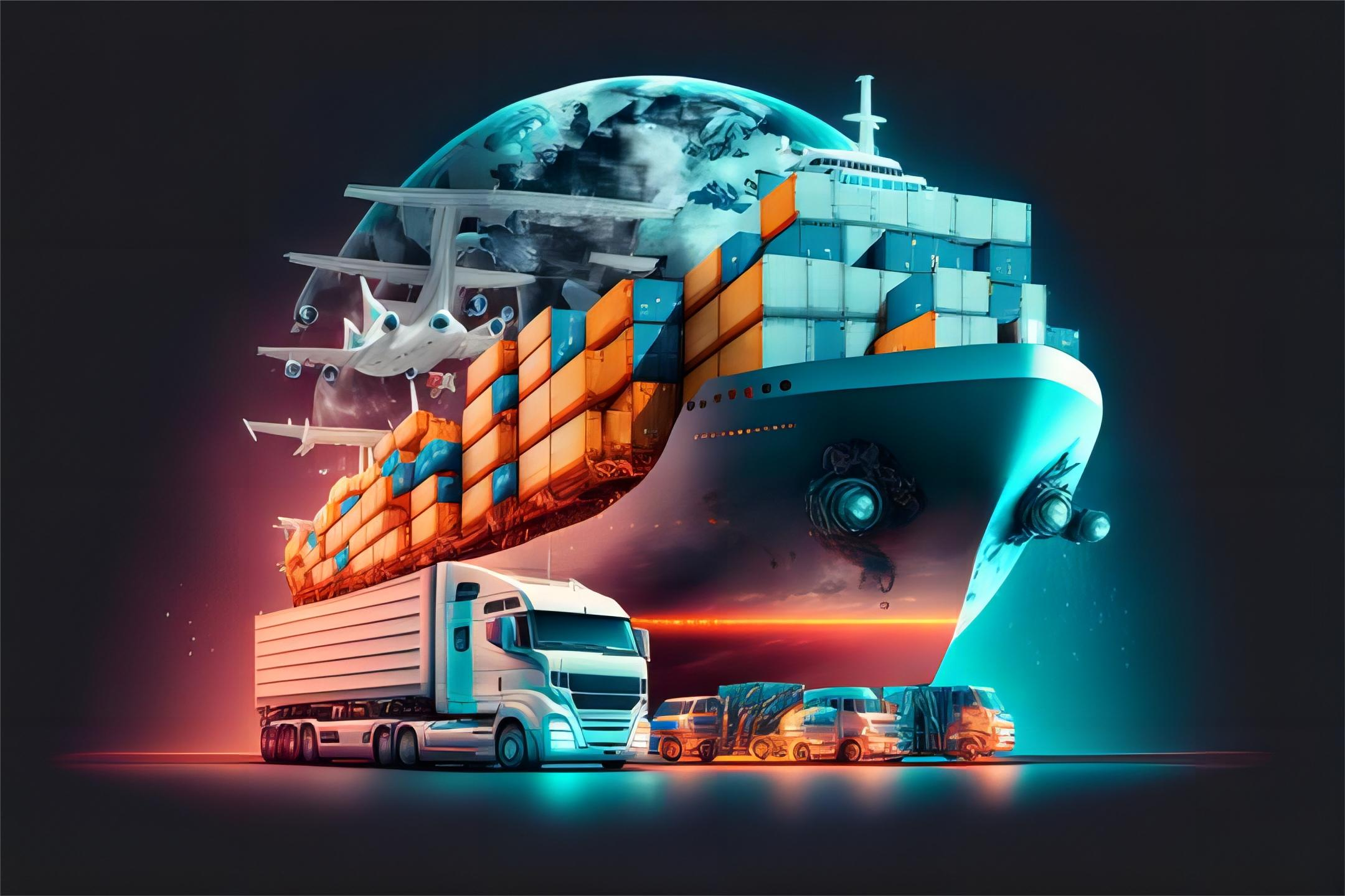 Global shipping and freight forwarding logistics map