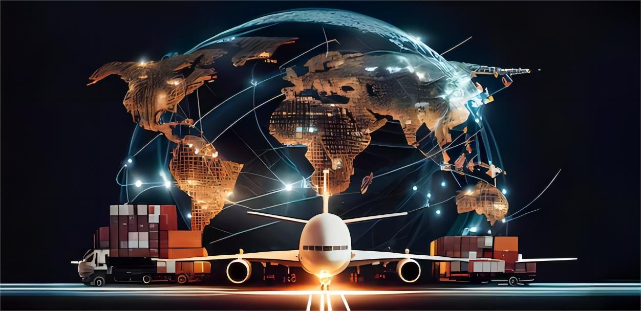 Air freight cargo loading at an international airport